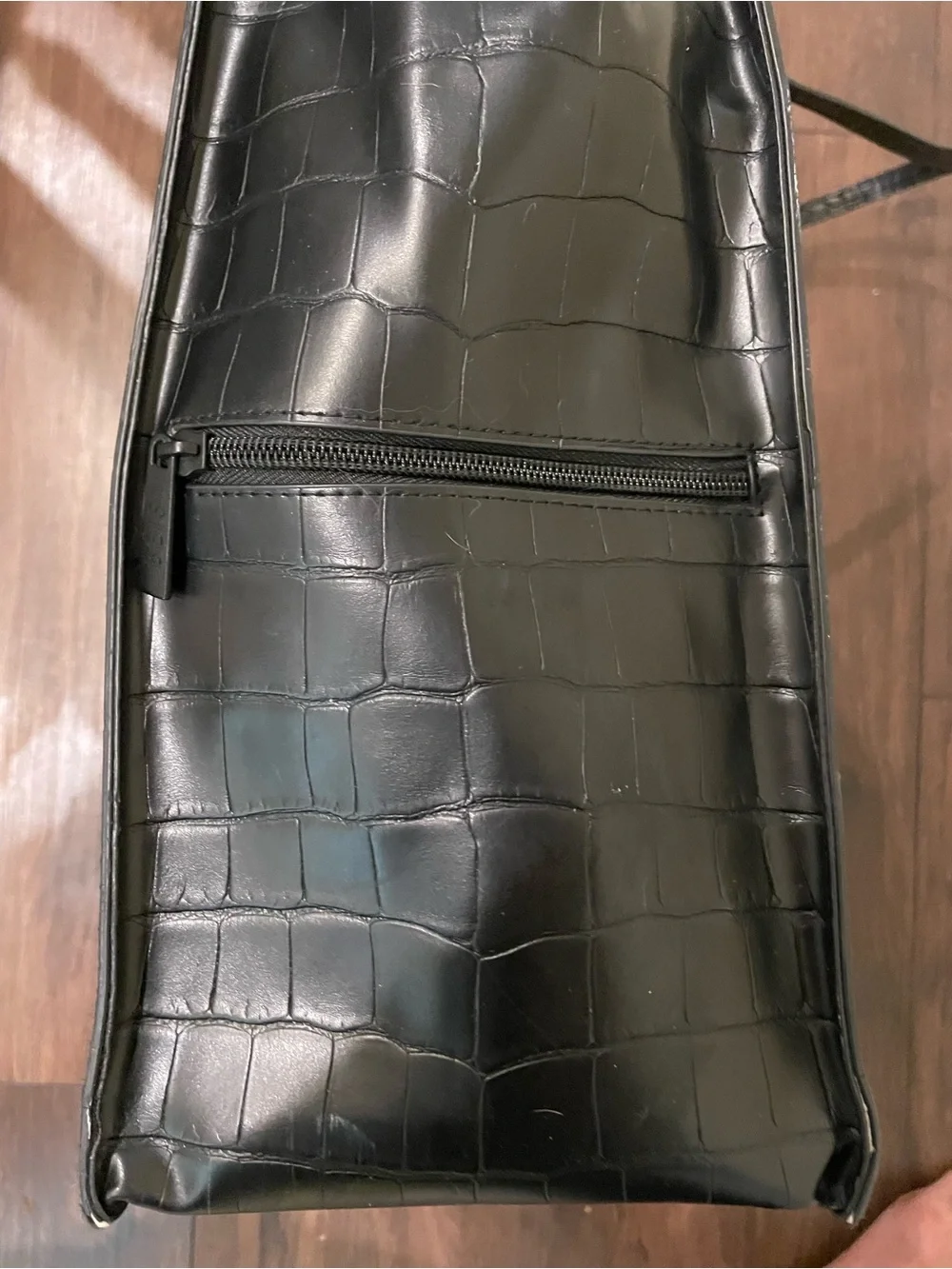 BEIS Black Croc-Embossed Structured Work Tote